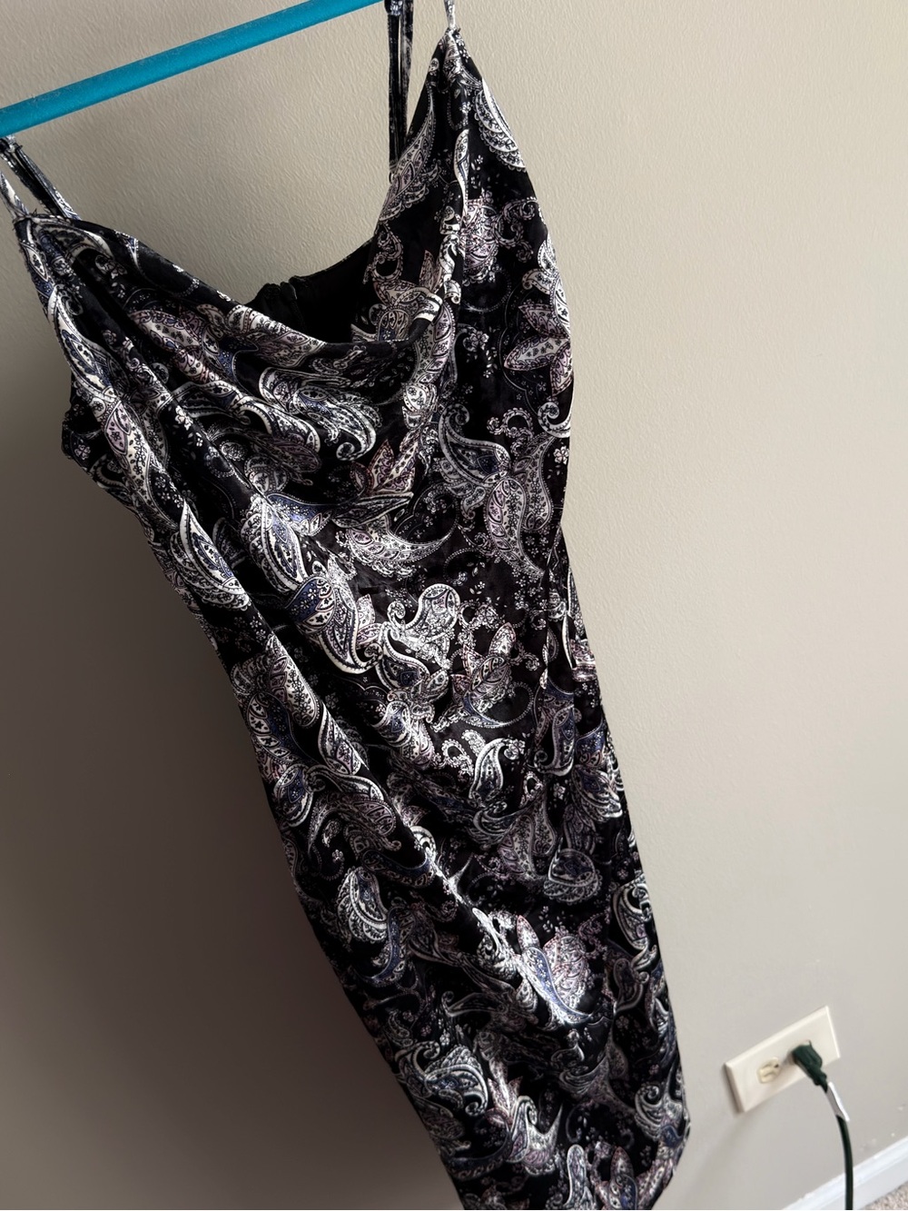 Laundry By Shelli Segal Black and White Paisley Slip Dress